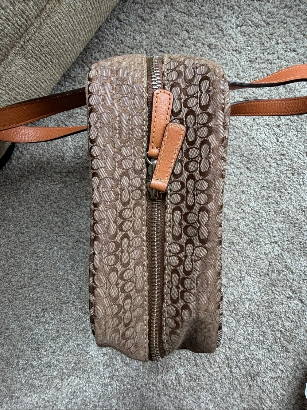 Vintage Coach Signature Jacquard Travel Cosmetic Organizer Case